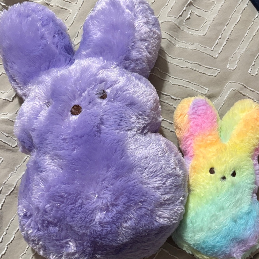 Fluffy Friends Plush Bunny Duo - Lavender and Rainbow
